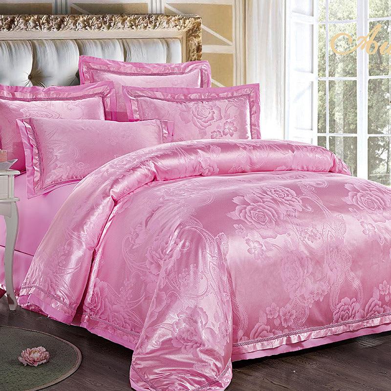 Elegant European-Inspired 4-Piece Cotton Satin Bedding Collection - Vogue Aura