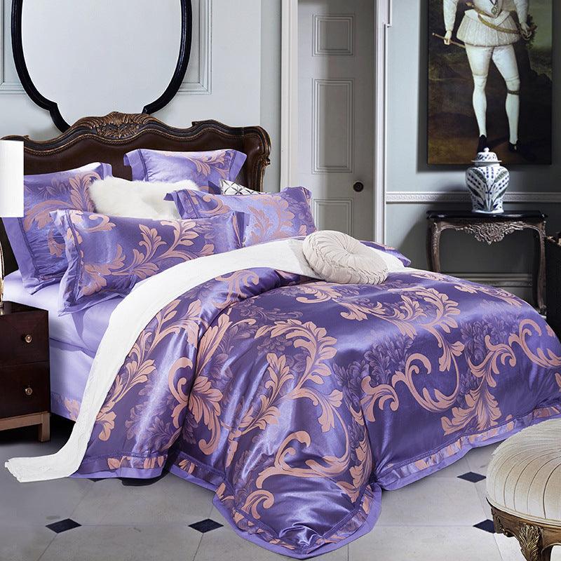 Elegant European-Inspired 4-Piece Cotton Satin Bedding Collection - Vogue Aura