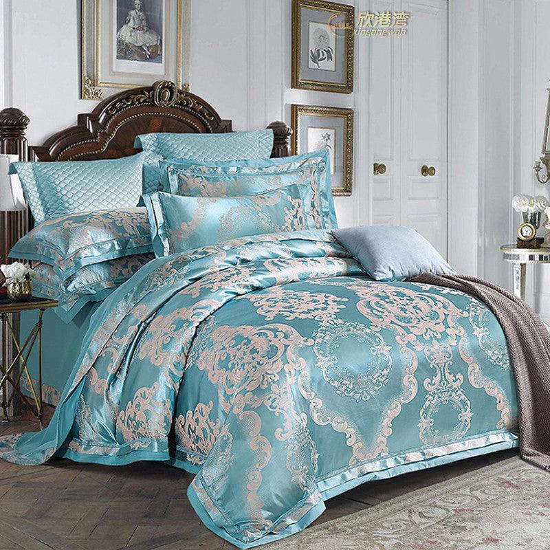 Elegant European-Inspired 4-Piece Cotton Satin Bedding Collection - Vogue Aura