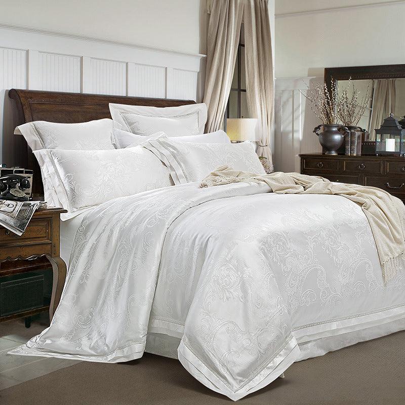 Elegant European-Inspired 4-Piece Cotton Satin Bedding Collection - Vogue Aura