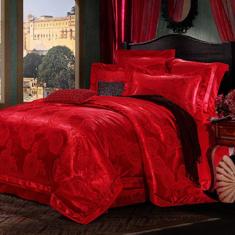 Elegant European-Inspired 4-Piece Cotton Satin Bedding Collection - Vogue Aura