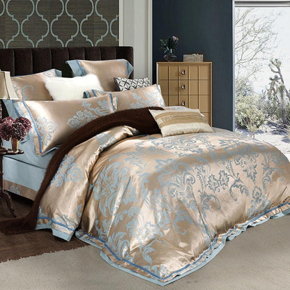 Elegant European-Inspired 4-Piece Cotton Satin Bedding Collection - Vogue Aura