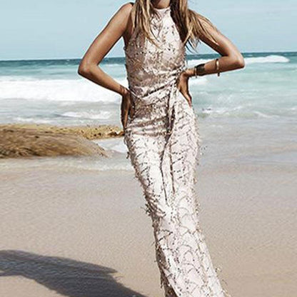 Radiant Fringed A-Line Sequin Evening Gown - Vogue Aura