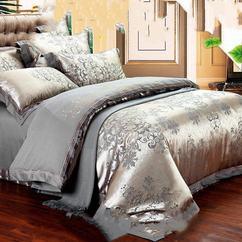 Elegant Jacquard Floral Cotton Bedding Set for Sophisticated Bedrooms - Vogue Aura