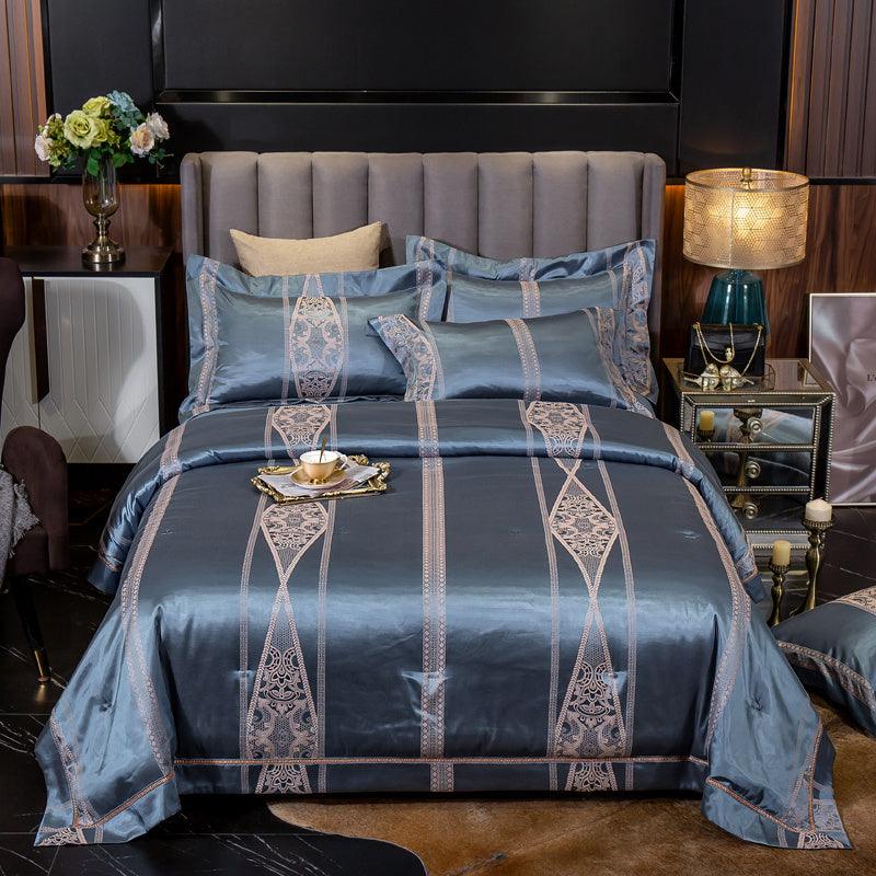 Elegant Jacquard Floral Cotton Bedding Set for Sophisticated Bedrooms - Vogue Aura