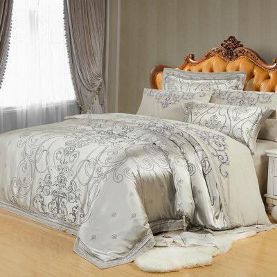 Elegant Jacquard Floral Cotton Bedding Set for Sophisticated Bedrooms - Vogue Aura