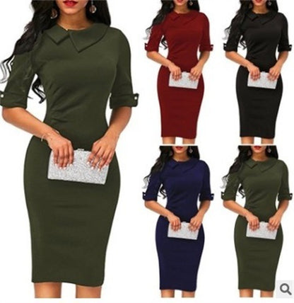 Elegant Cotton Long Sleeve Dress - Vogue Aura