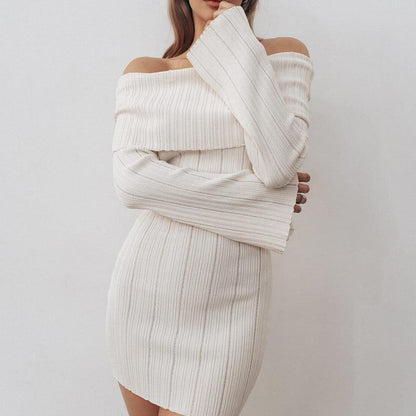 Chic Off-Shoulder High-Waisted Mini Dress - Vogue Aura