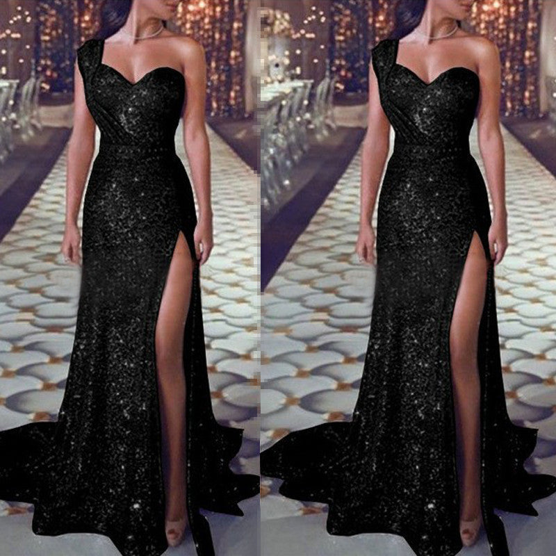 Elegant A-Line Dress with Gold Accents - Vogue Aura