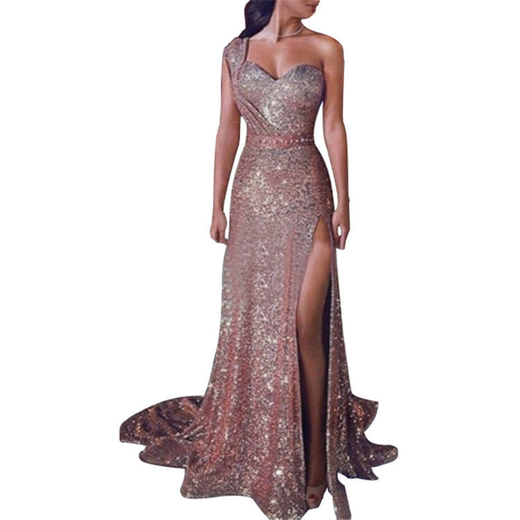 Elegant A-Line Dress with Gold Accents - Vogue Aura