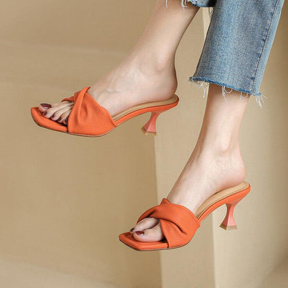 Elegant Square Toe Open-Toe High Heel Sandals for Women in Chic Colors - Vogue Aura