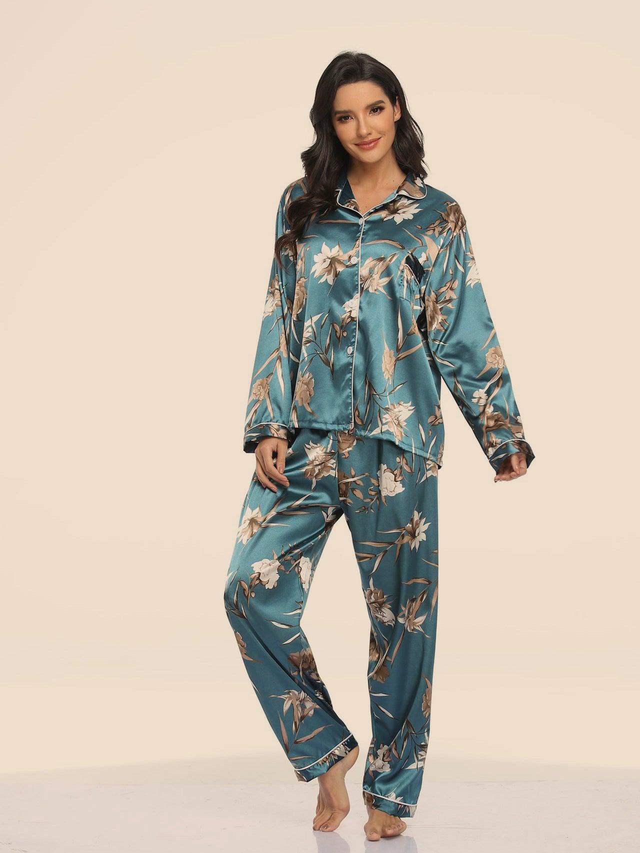 Elegant Satin Two-Piece Pajama Set for Women - Vogue Aura