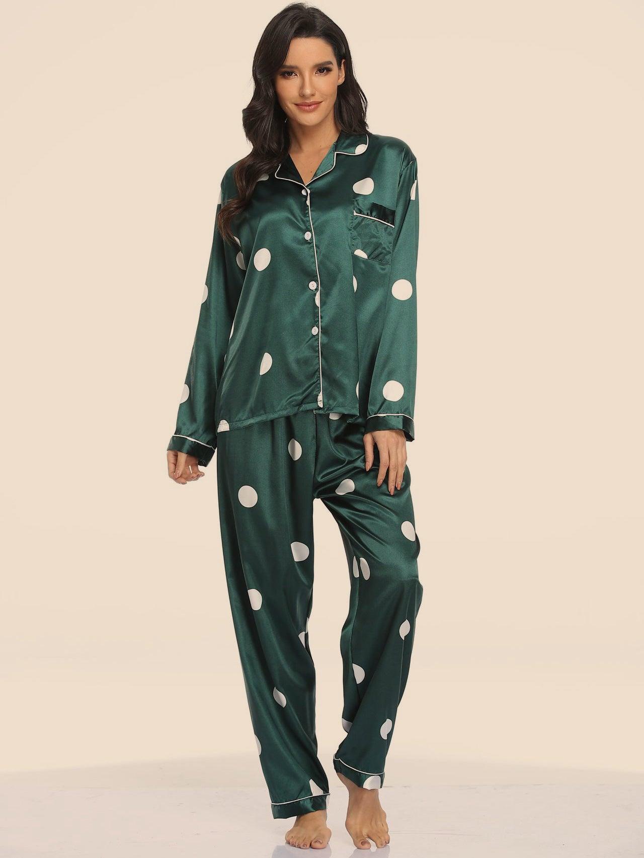 Elegant Satin Two-Piece Pajama Set for Women - Vogue Aura