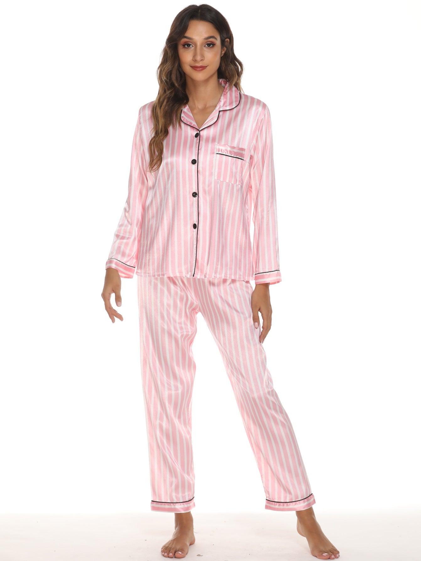 Elegant Satin Two-Piece Pajama Set for Women - Vogue Aura