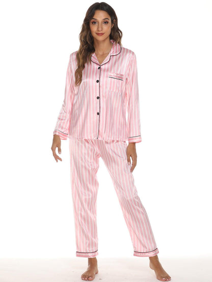 Elegant Satin Two-Piece Pajama Set for Women - Vogue Aura