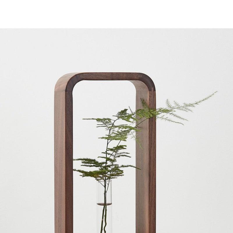 Elegant Wooden Chinese-Style Glass Vase for Stylish Flower Arrangements - Vogue Aura