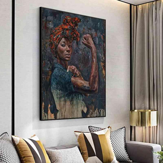 Empowered Elegance: African Woman Canvas Art Print - Vogue Aura