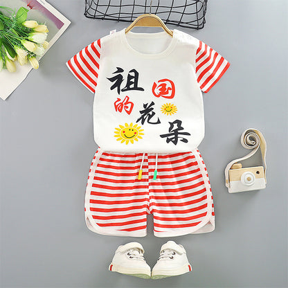 Charming Cotton Short-Sleeved Suit for Kids - Vogue Aura