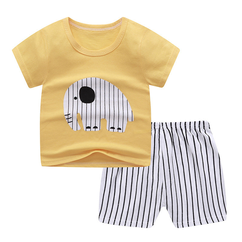 Children's Cotton Letter Print Short Sleeve Summer Set - Vogue Aura