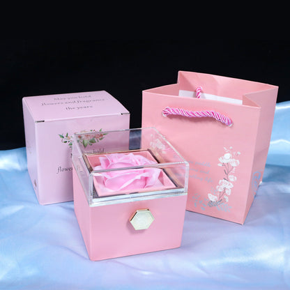 Rotating Soap Flower Rose Gift Box Creative Rotating Rose Jewelry Packaging Box Valentine's Day Gift For Women - Vogue Aura