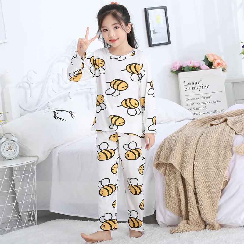 Adorable Cartoon Long-Sleeved Autumn Pajamas for Kids