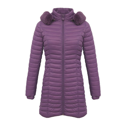 Ultra-Light Women's Quilted Cotton Parka with Removable Fur Collar - Vogue Aura