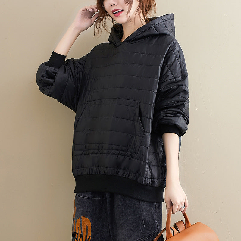 All-Match Preppy Style Hooded Cotton Jacket for Women - Vogue Aura