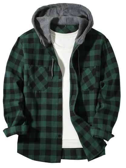 Plaid Hooded Shirt for Men - Stylish Comfort in Premium Cotton - Vogue Aura