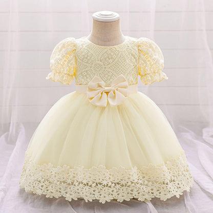 New Girls Embroidered Bow Dress - Vogue Aura