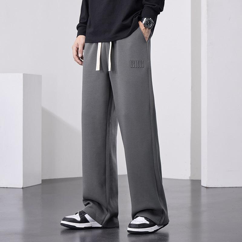 Fleece Thick Sweat Pants Men's Draping Heavy Autumn And Winter Loose Straight Mop Pants - Vogue Aura