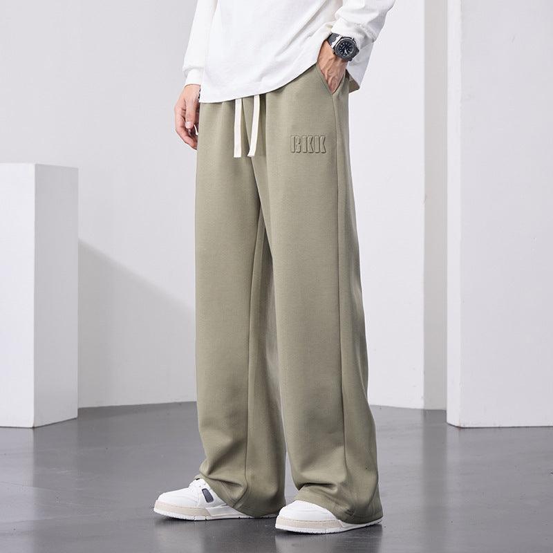 Fleece Thick Sweat Pants Men's Draping Heavy Autumn And Winter Loose Straight Mop Pants - Vogue Aura