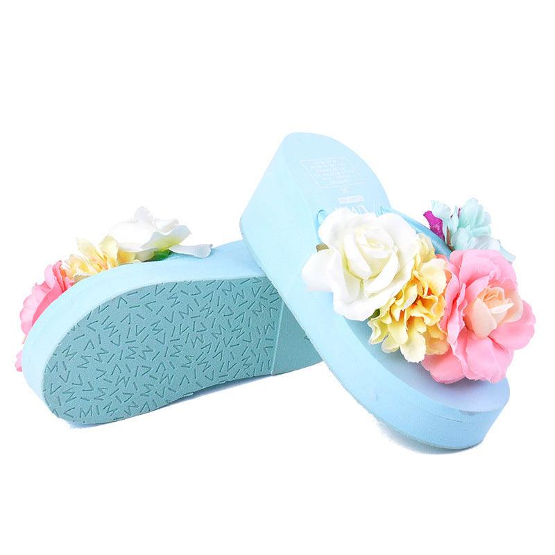 Floral Elegance Handmade Platform Flip-Flops for Women - Vogue Aura