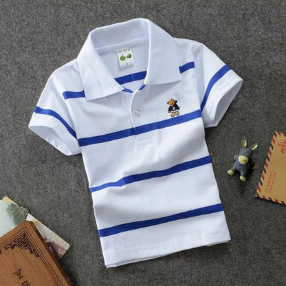 Gear Up for Adventure: CUHK Kids' Striped Cotton Polo Shirt - Vogue Aura