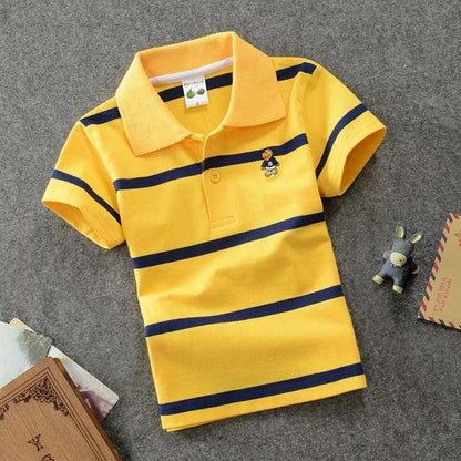 Gear Up for Adventure: CUHK Kids' Striped Cotton Polo Shirt - Vogue Aura