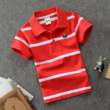 Gear Up for Adventure: CUHK Kids' Striped Cotton Polo Shirt - Vogue Aura