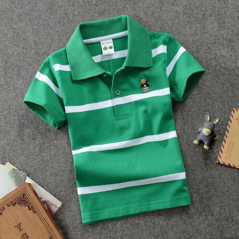 Gear Up for Adventure: CUHK Kids' Striped Cotton Polo Shirt - Vogue Aura