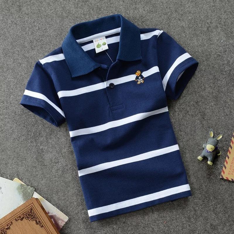 Gear Up for Adventure: CUHK Kids' Striped Cotton Polo Shirt - Vogue Aura