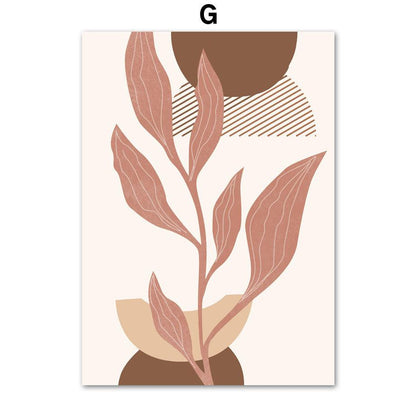 Geometric Boho Leaf Canvas Art for Modern Home Decor - Vogue Aura