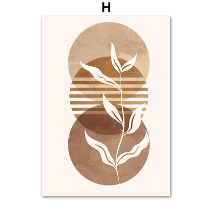 Geometric Boho Leaf Canvas Art for Modern Home Decor - Vogue Aura