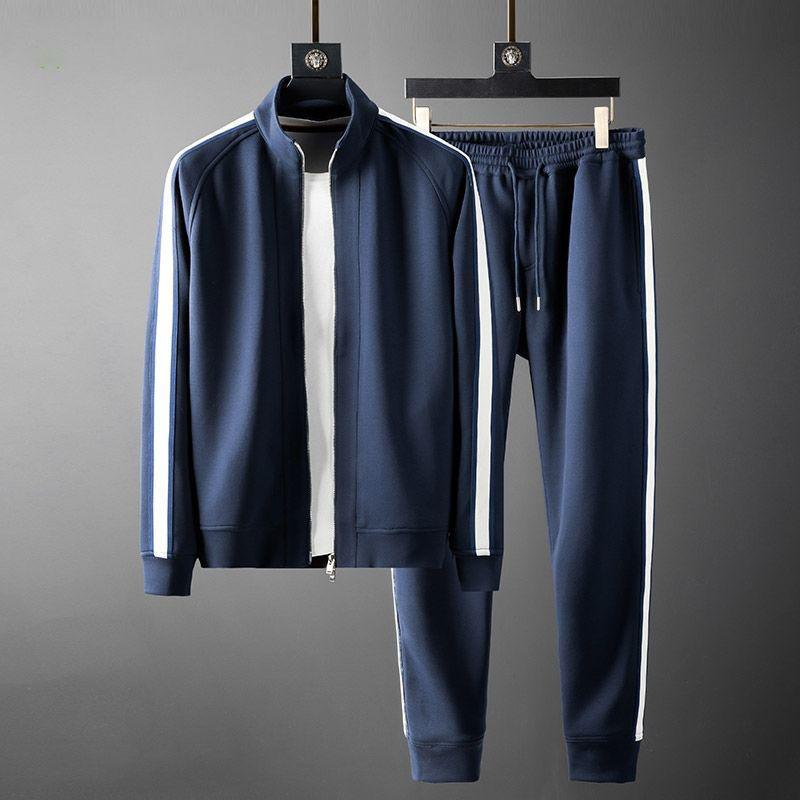 Elevate Men's Casual Sports Suit in Blue and Coffee - Vogue Aura