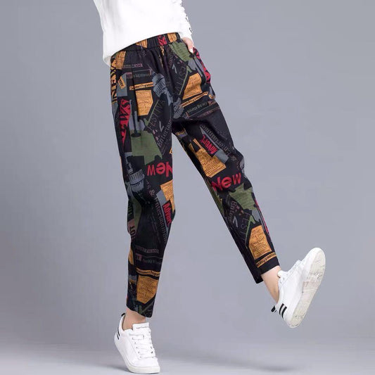 Loose Carrot Pants Printed Casual Harem Pants - Vogue Aura