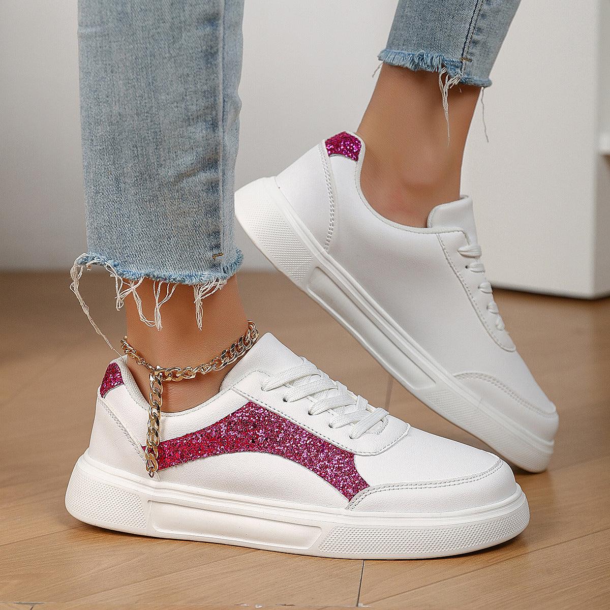 Lustrous Gender-Neutral Casual Lace-Up Sneakers - Vogue Aura