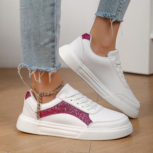 Lustrous Gender-Neutral Casual Lace-Up Sneakers - Vogue Aura