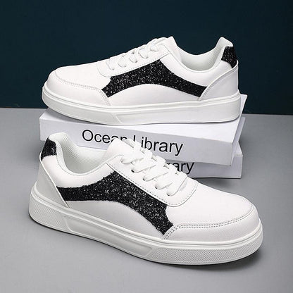 Lustrous Gender-Neutral Casual Lace-Up Sneakers - Vogue Aura