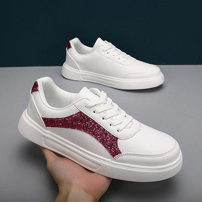 Lustrous Gender-Neutral Casual Lace-Up Sneakers - Vogue Aura