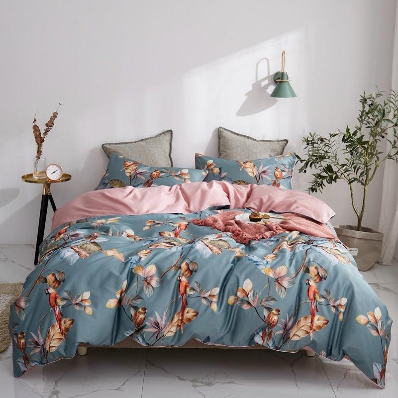 Luxurious Floral Long-Staple Cotton 4-Piece Duvet Set - Vogue Aura