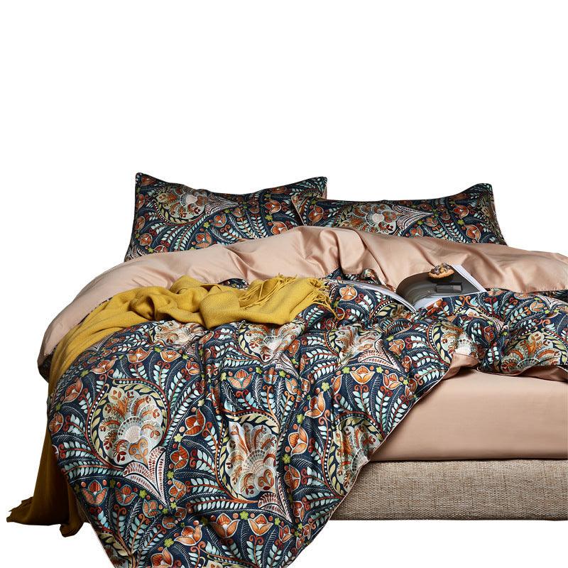 Luxurious Floral Long-Staple Cotton 4-Piece Duvet Set - Vogue Aura