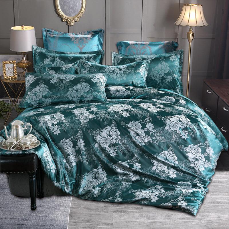 Luxurious Jacquard Polyester Bedding Ensemble with Matching Pillowcases - Vogue Aura