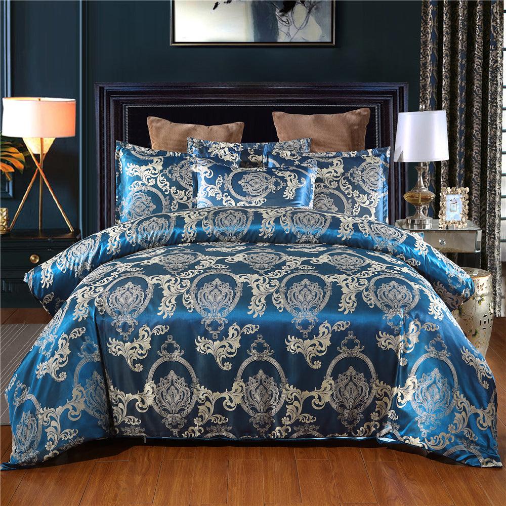 Luxurious Jacquard Polyester Bedding Ensemble with Matching Pillowcases - Vogue Aura