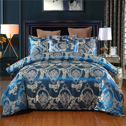 Luxurious Jacquard Polyester Bedding Ensemble with Matching Pillowcases - Vogue Aura